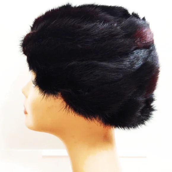 Mod Vintage 1960's Swirled Mink Beret Hat Chapeaux - Picture 4 of 8